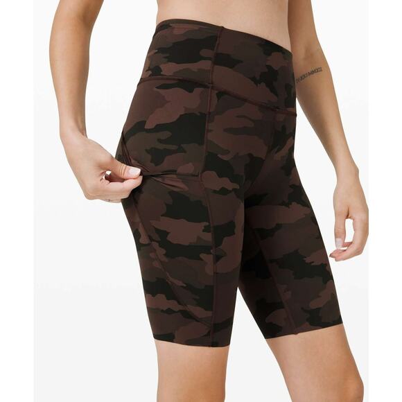 Lululemon 10" Bike Shorts – Camo Brown Earth Multi, Size 6 - Picture 1 of 7